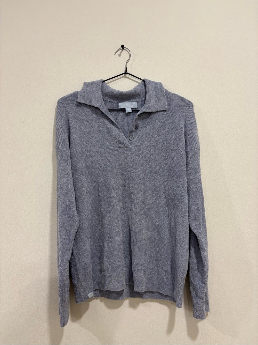 Barefoot Dreams Cozychic Ultra Light Light Blue V-Neck Collared Sweater